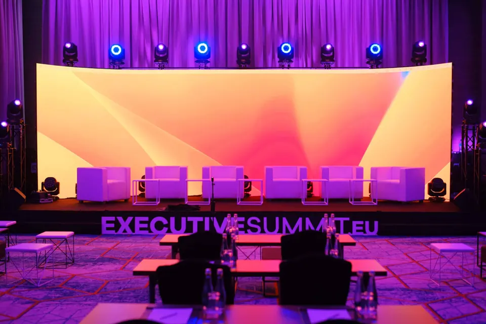 The AI Marketing Innovation Executive Summit 2023 stage before the start