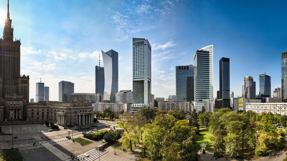 Central Warsaw with the Palace of Culture and Science — around InterContinental Warsaw